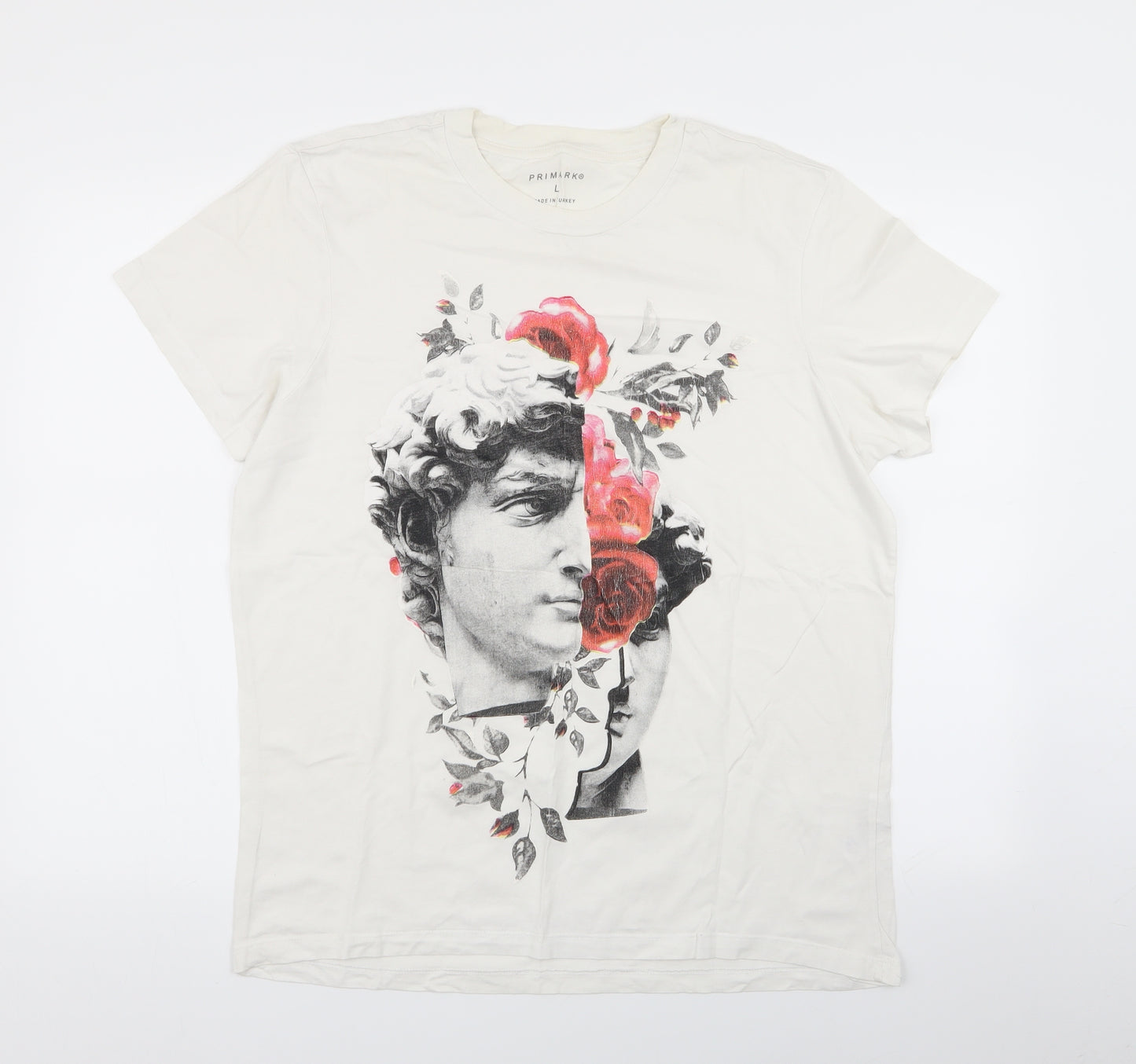 Primark Mens White    T-Shirt Size L