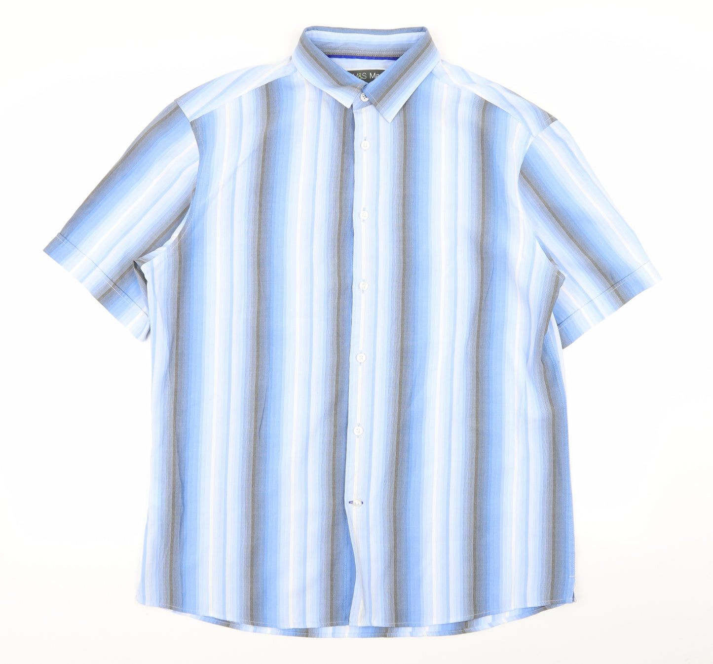 M&S Mens Multicoloured Striped   Button-Up Size L