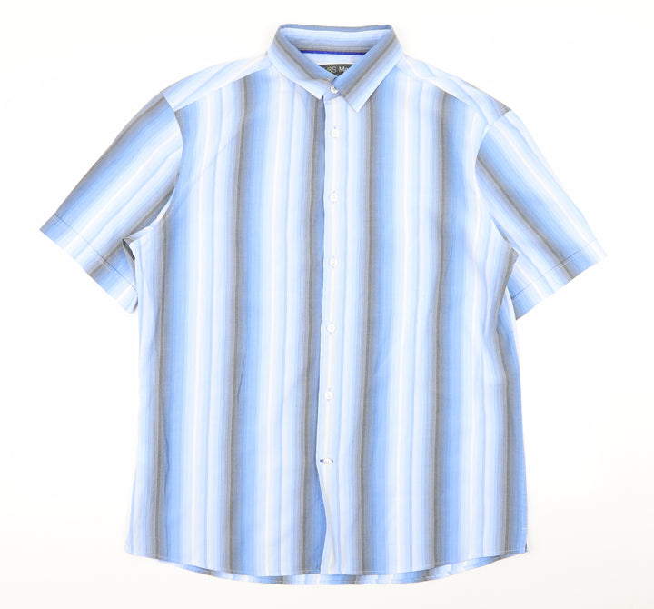 M&S Mens Multicoloured Striped   Button-Up Size L