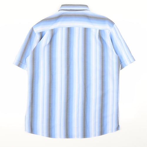 M&S Mens Multicoloured Striped   Button-Up Size L