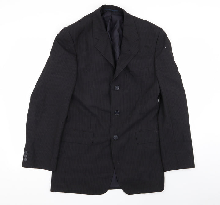 F&F Mens Black Striped Jacket Blazer Size 40