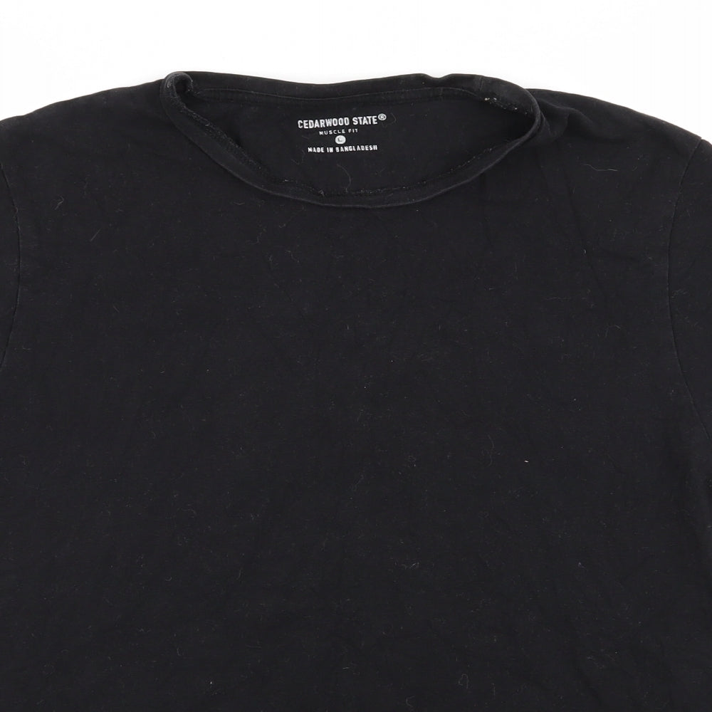Cedar Wood State Mens Black    T-Shirt Size L