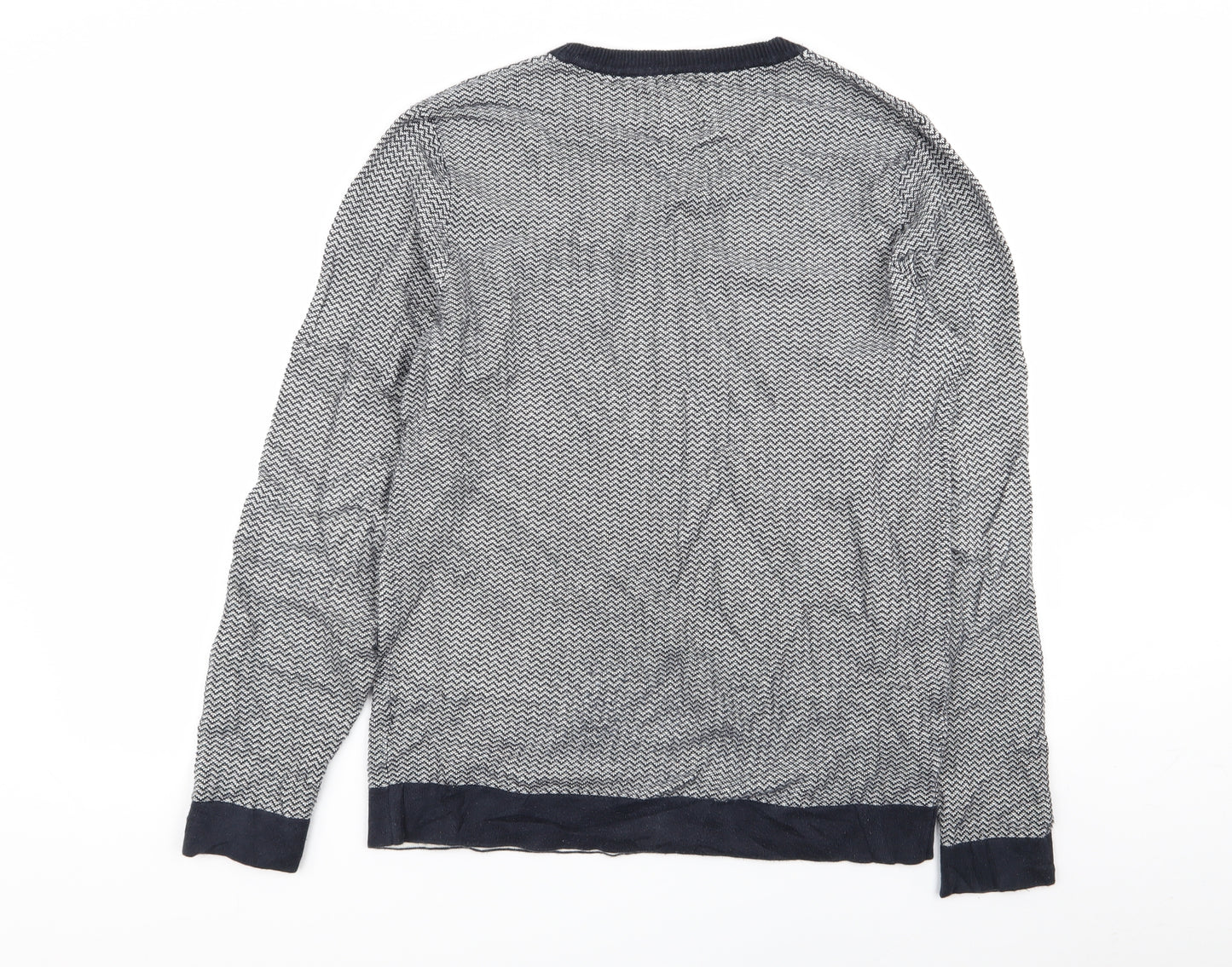 burton menswear Mens Blue Geometric  Pullover Jumper Size S