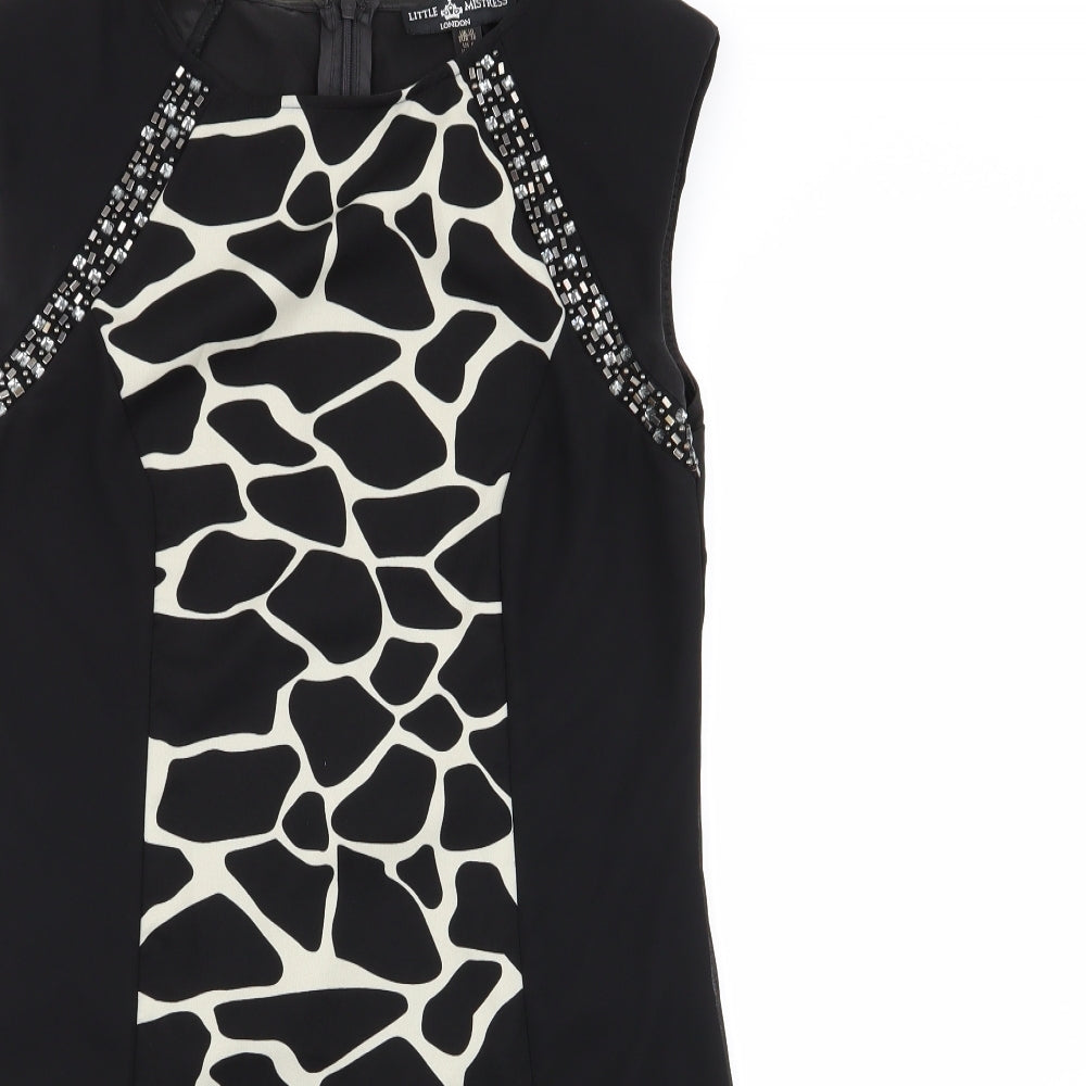 LITTLE MISTRESS Womens Black Geometric  A-Line  Size 10