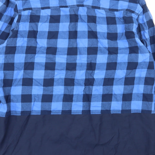 Native Youth Mens Blue Check   Button-Up Size L