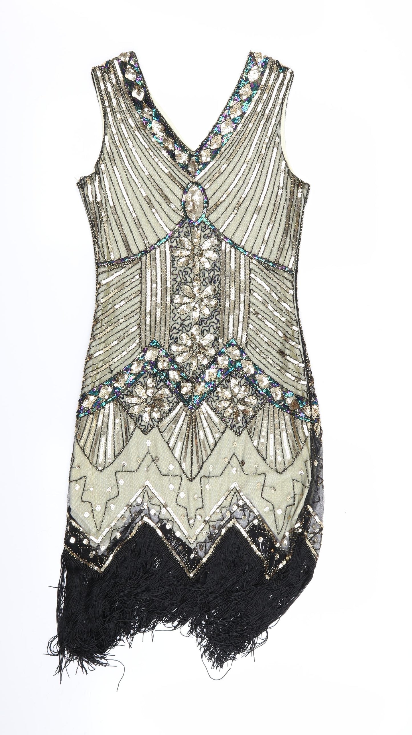 Preworn Womens Multicoloured Geometric  Fit & Flare  Size M