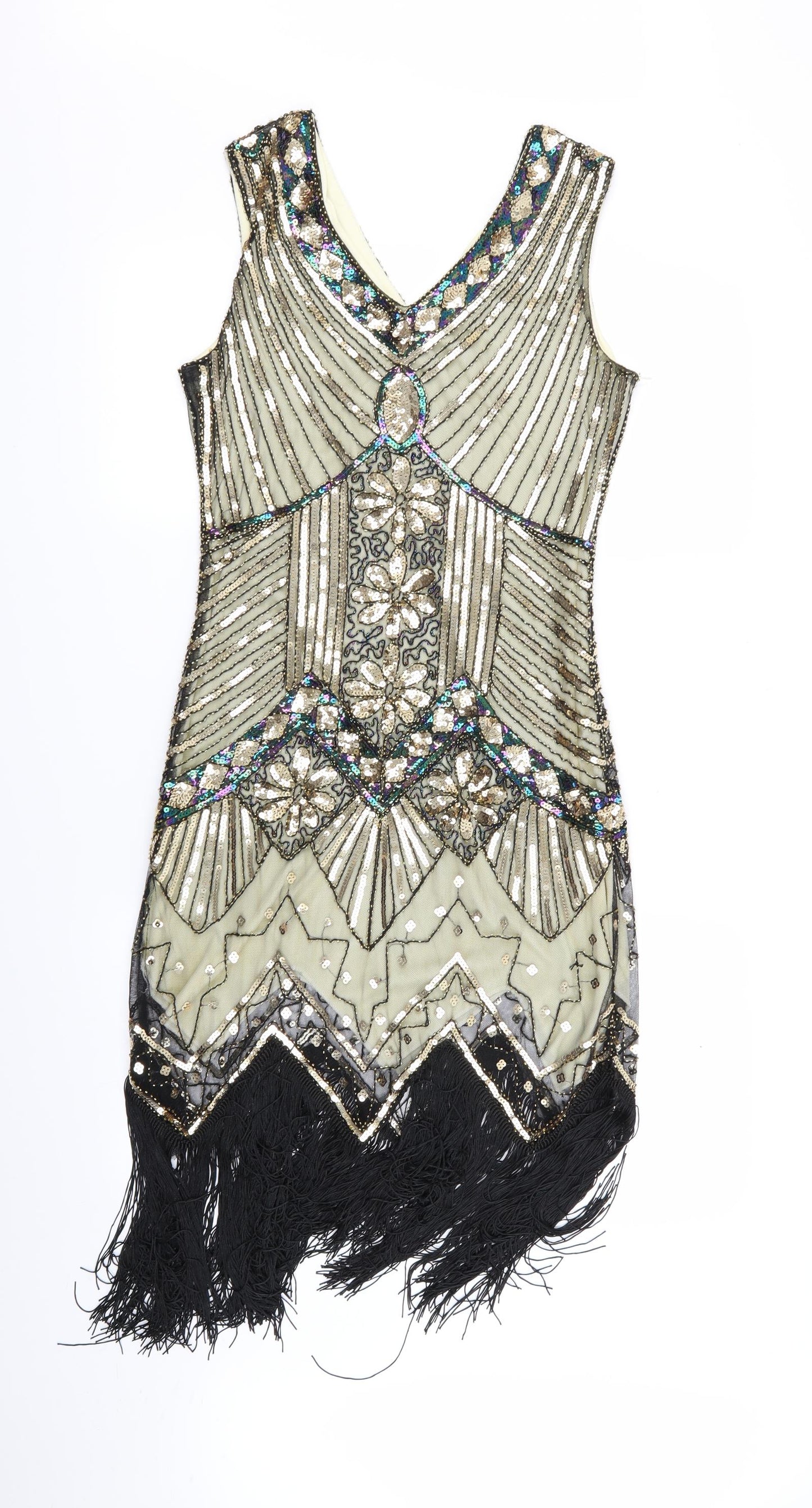 Preworn Womens Multicoloured Geometric  Fit & Flare  Size M