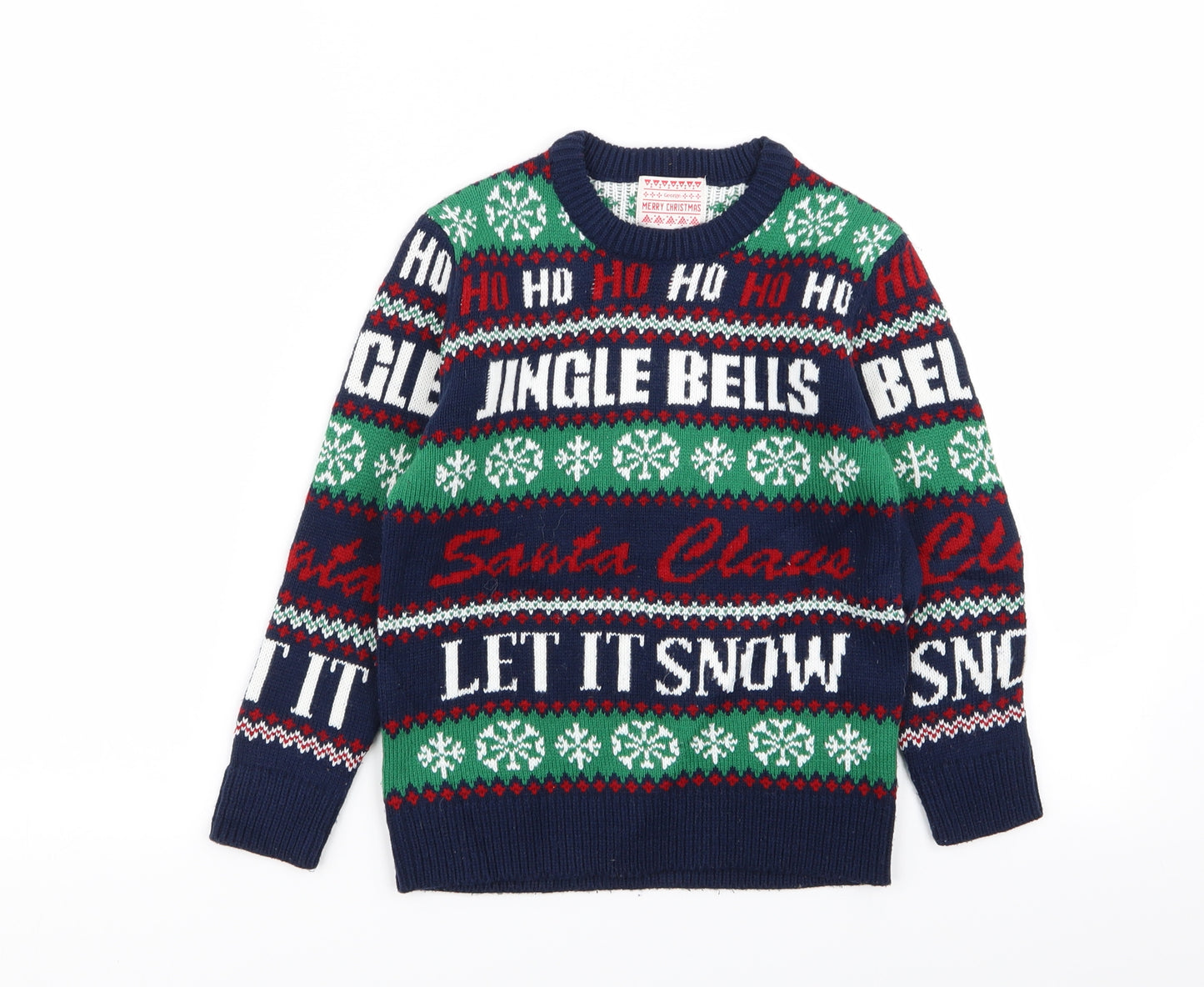 Asda George Boys Multicoloured Geometric  Pullover Jumper Size 5-6 Years  - Christmas jumper