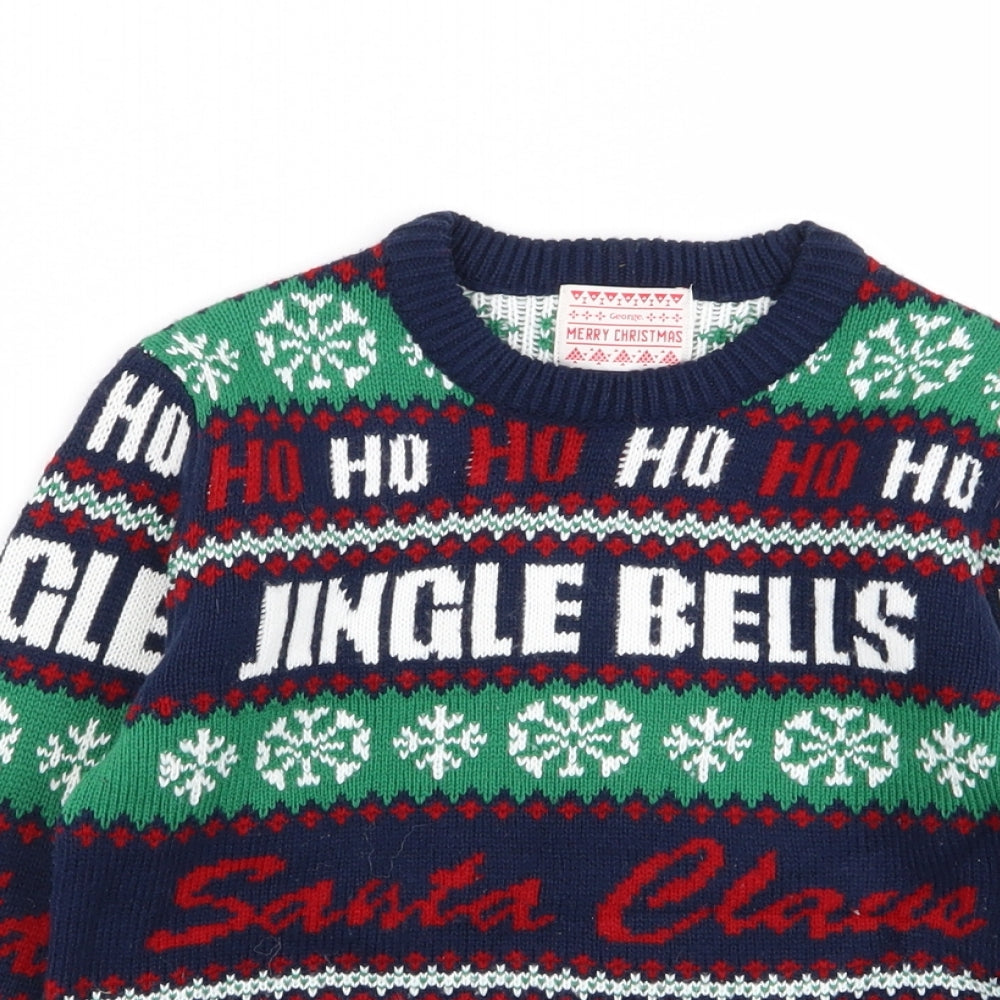 Asda George Boys Multicoloured Geometric  Pullover Jumper Size 5-6 Years  - Christmas jumper