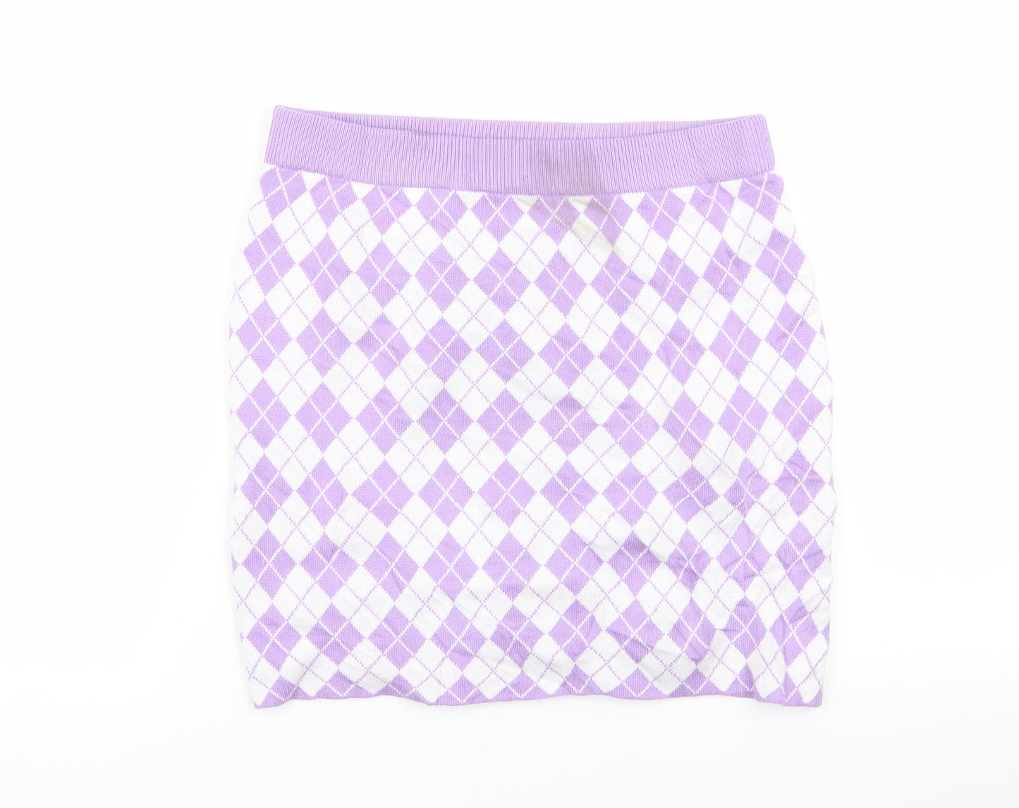 SheIn Womens Multicoloured Argyle/Diamond  Mini Skirt Size M  - Stretch waistband