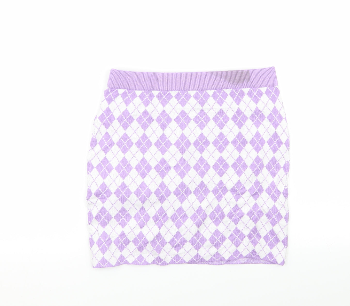 SheIn Womens Multicoloured Argyle/Diamond  Mini Skirt Size M  - Stretch waistband