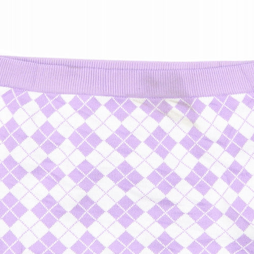 SheIn Womens Multicoloured Argyle/Diamond  Mini Skirt Size M  - Stretch waistband