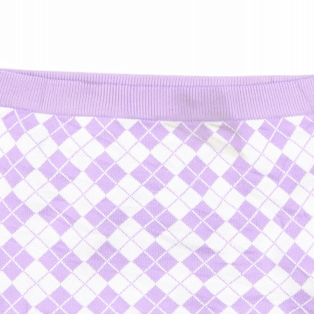 SheIn Womens Multicoloured Argyle/Diamond  Mini Skirt Size M  - Stretch waistband