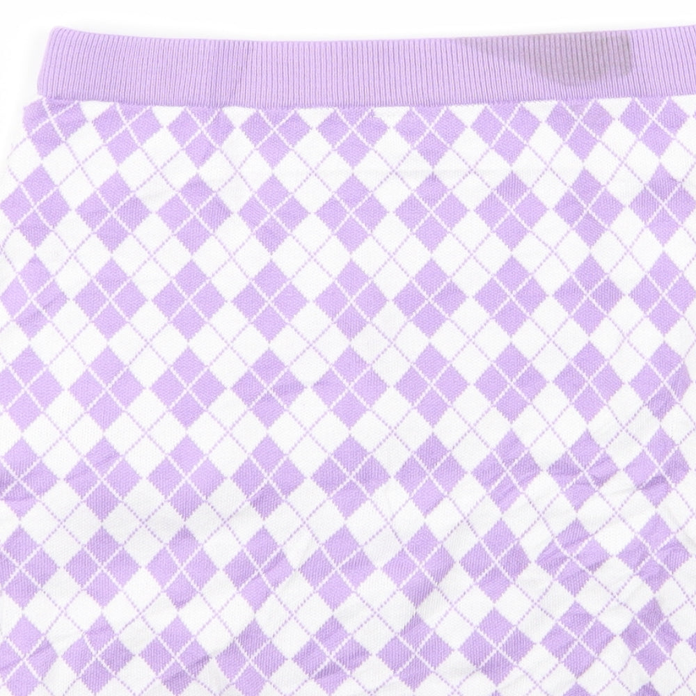 SheIn Womens Multicoloured Argyle/Diamond  Mini Skirt Size M  - Stretch waistband