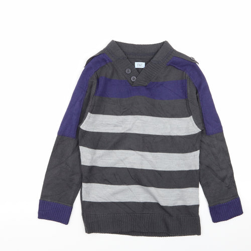 F&F Boys Multicoloured Striped  Pullover Jumper Size 6-7 Years