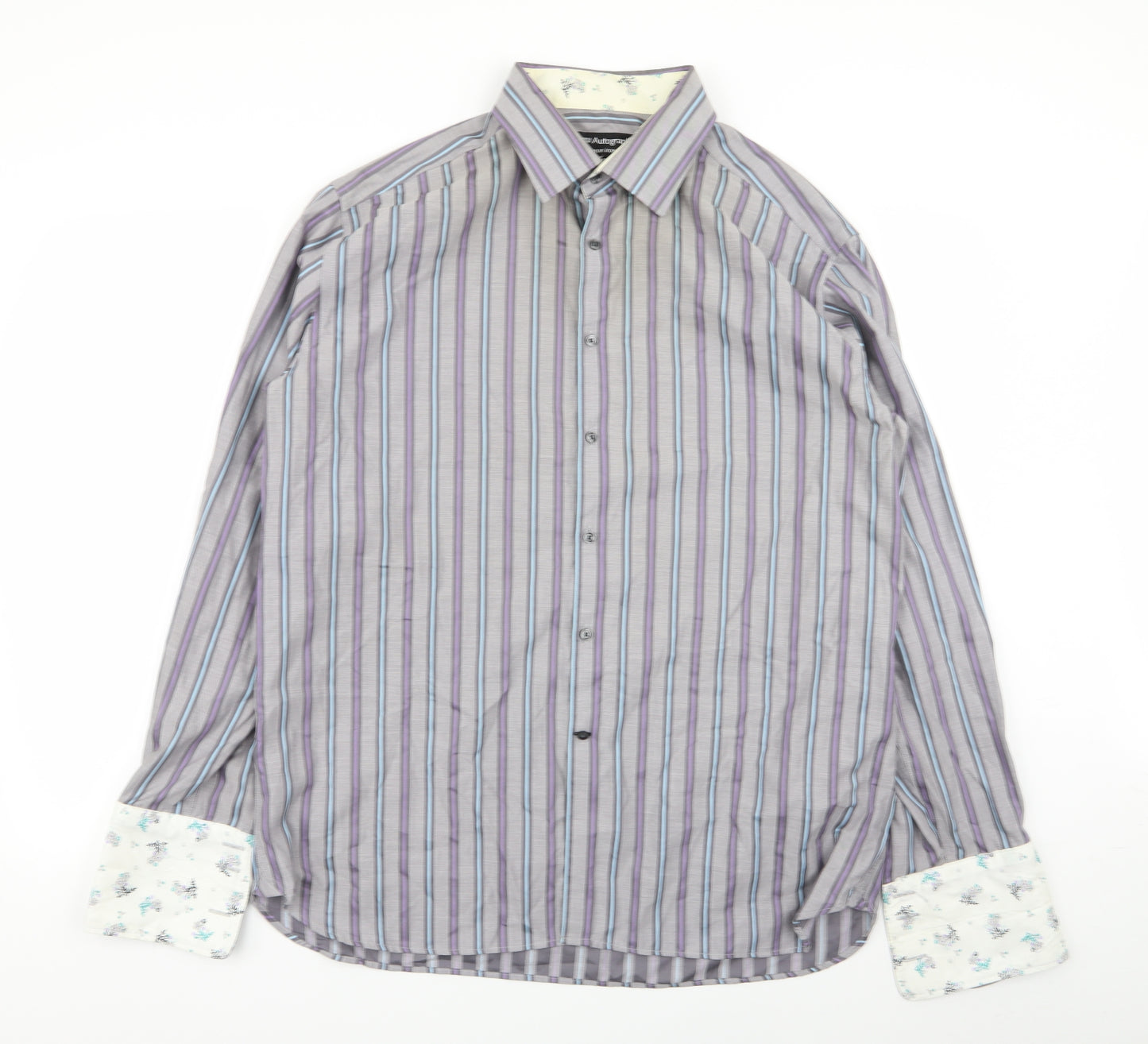 Autograph Mens Multicoloured Striped   Dress Shirt Size 17