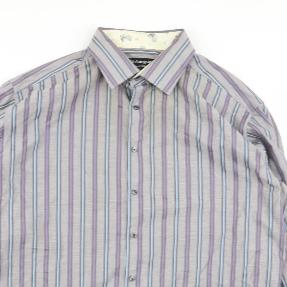 Autograph Mens Multicoloured Striped   Dress Shirt Size 17