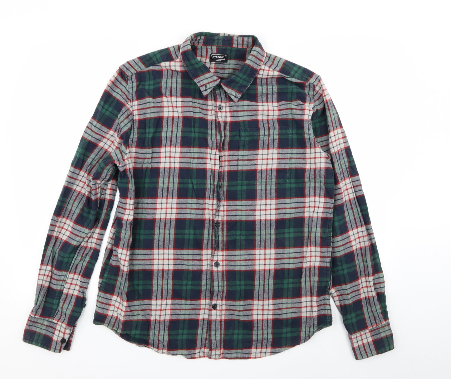 Avenue Mens Multicoloured Check   Button-Up Size L