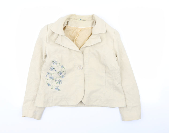 Klass Womens Beige Floral Jacket Blazer Size 14