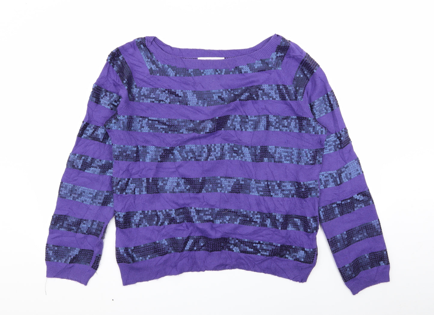 John Lewis Womens Purple   Pullover Jumper Size 16  - Sequins all over