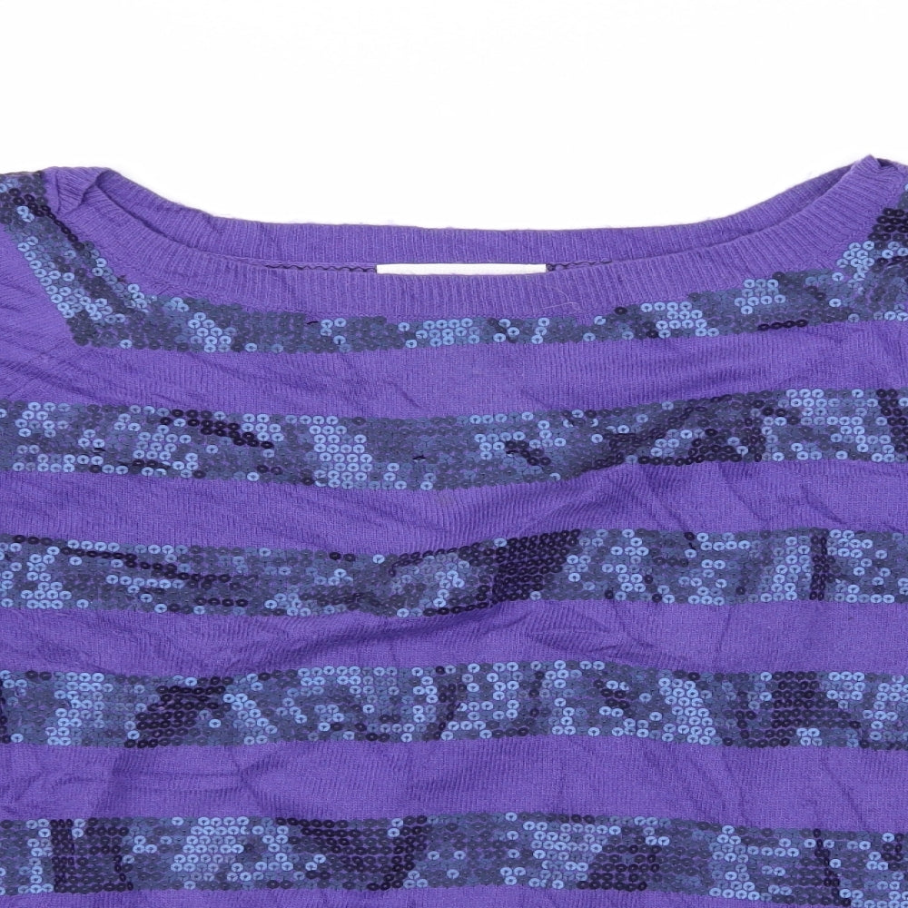 John Lewis Womens Purple   Pullover Jumper Size 16  - Sequins all over
