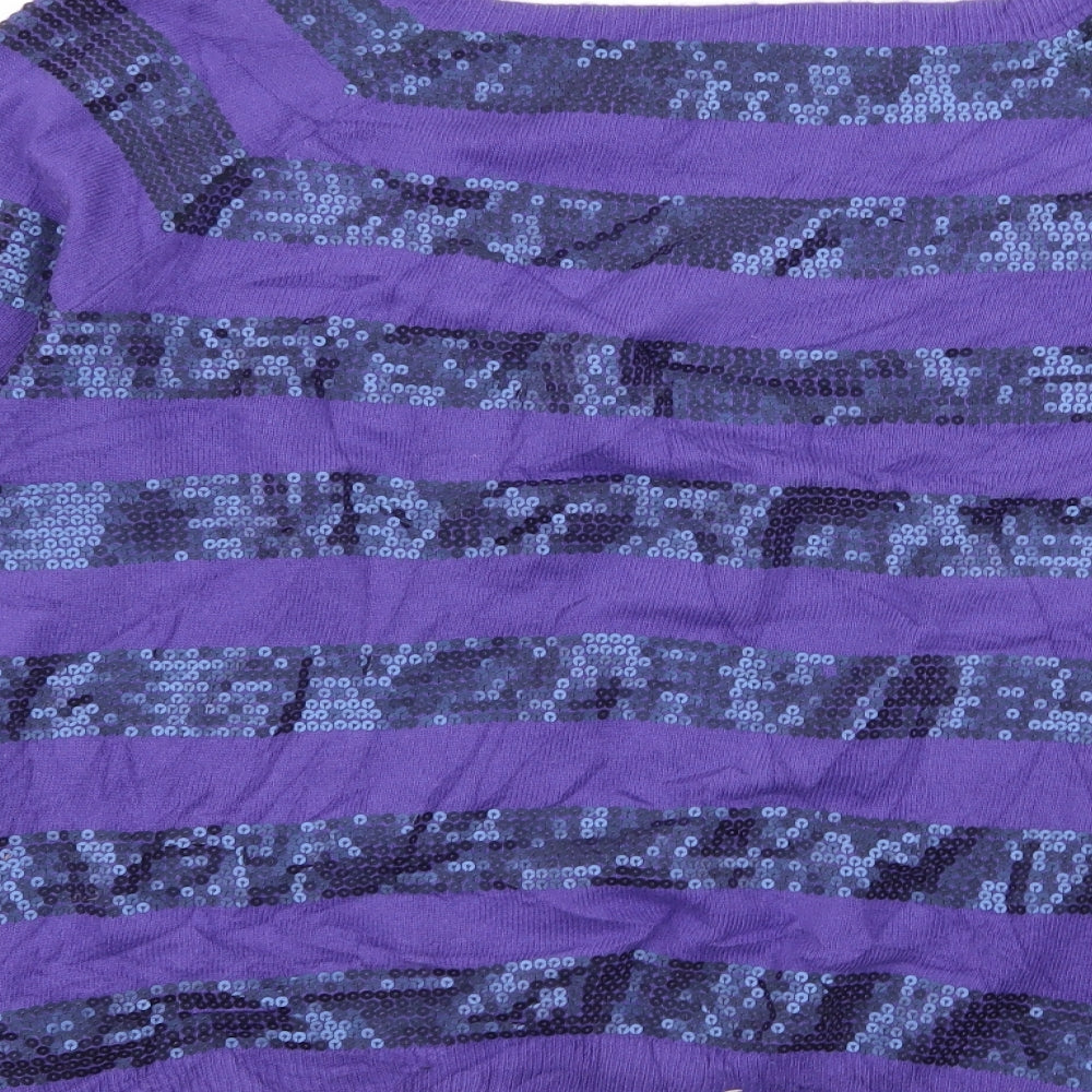 John Lewis Womens Purple   Pullover Jumper Size 16  - Sequins all over