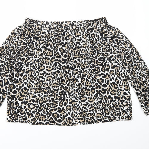 Papaya Womens Brown Animal Print  Basic Blouse Size 8