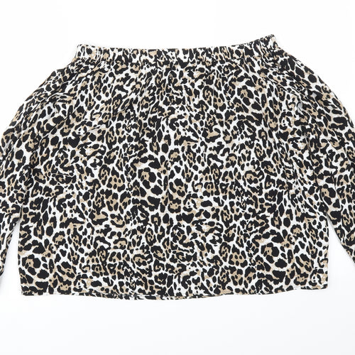 Papaya Womens Brown Animal Print  Basic Blouse Size 8