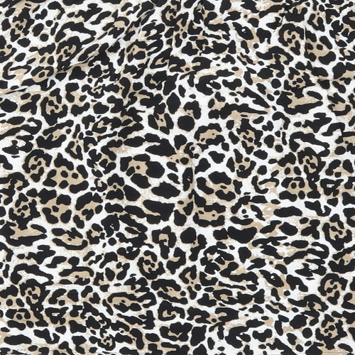 Papaya Womens Brown Animal Print  Basic Blouse Size 8