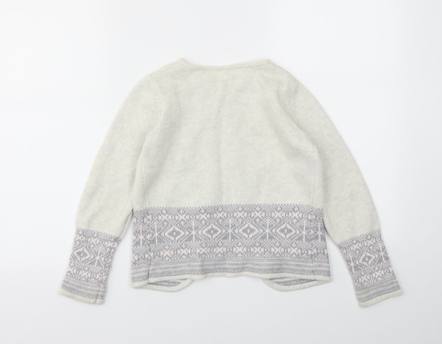 The little white company  Girls Ivory Argyle/Diamond  Cardigan Jumper Size 7-8 Years