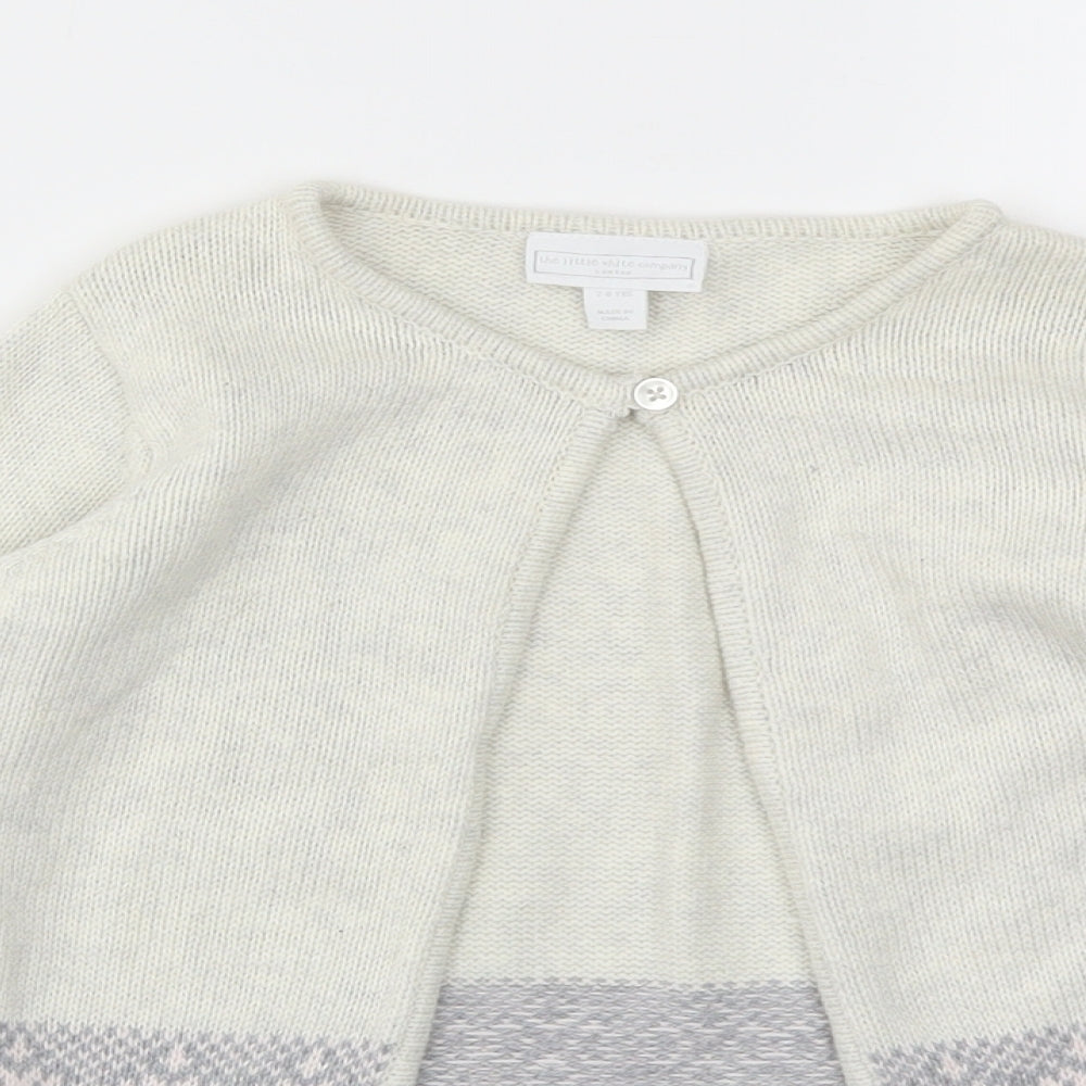 The little white company  Girls Ivory Argyle/Diamond  Cardigan Jumper Size 7-8 Years