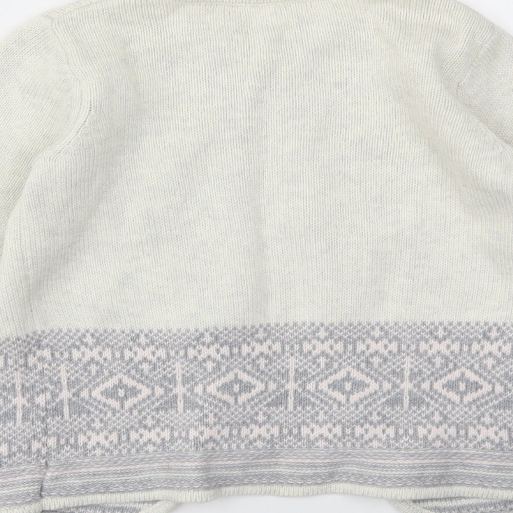 The little white company  Girls Ivory Argyle/Diamond  Cardigan Jumper Size 7-8 Years