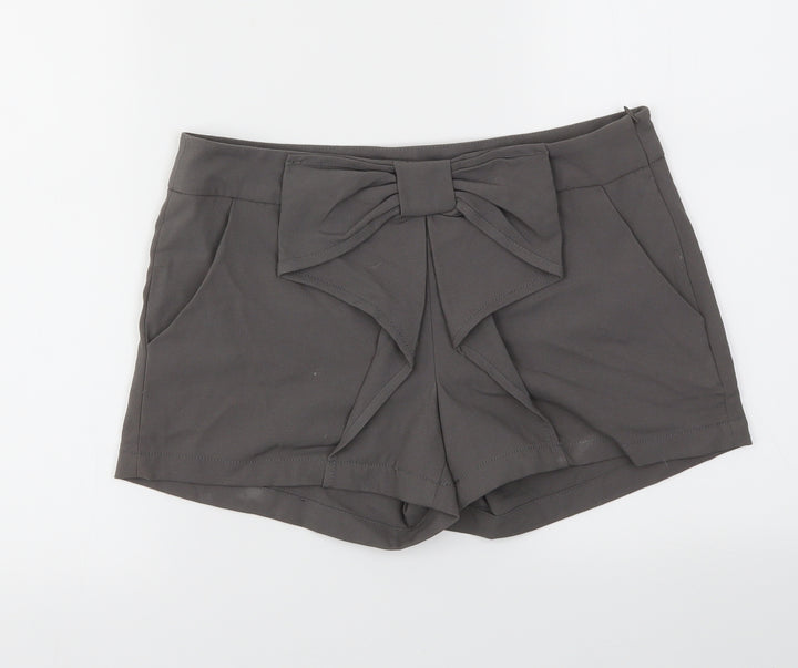 VILA Womens Grey Houndstooth  Cut-Off Shorts Size S