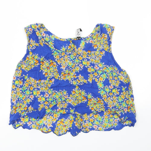 influence Womens Blue Floral  Basic T-Shirt Size 12