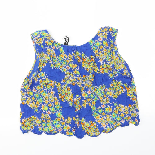 influence Womens Blue Floral  Basic T-Shirt Size 12
