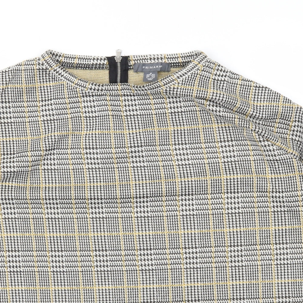 Primark Womens Grey Check  Basic T-Shirt Size M