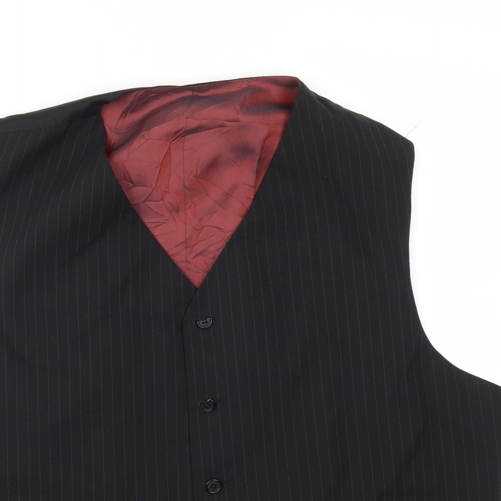Preworn Mens Black   Jacket Suit Waistcoat Size 46