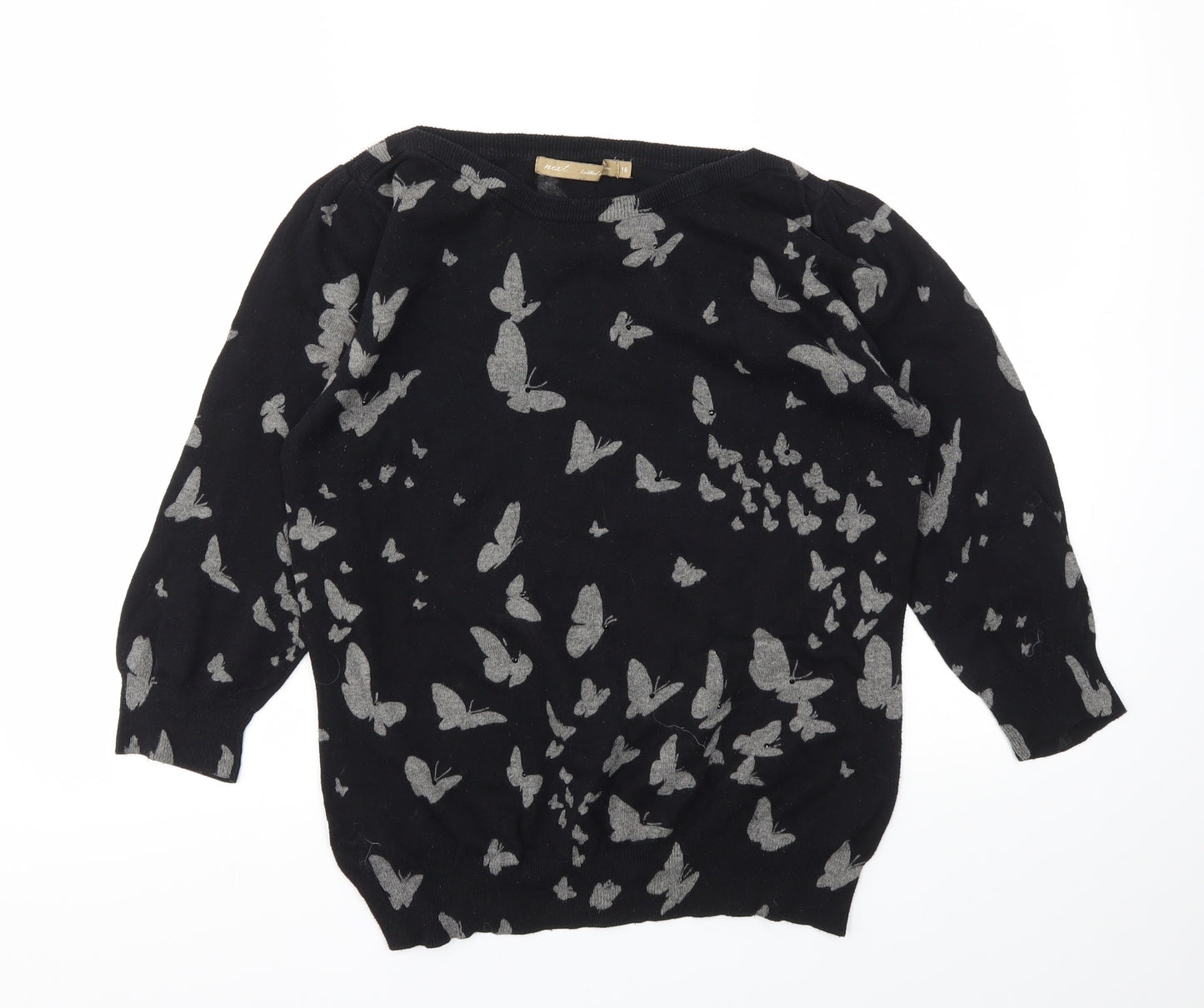 NEXT Womens Black Animal Print  Pullover Jumper Size 16