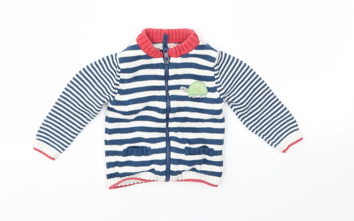 jhon lewis Boys Blue Striped Basic Jacket Jacket Size 3-6 Months