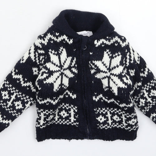 Earlydays Baby Blue Geometric Knit Jacket Coatigan Size 9-12 Months