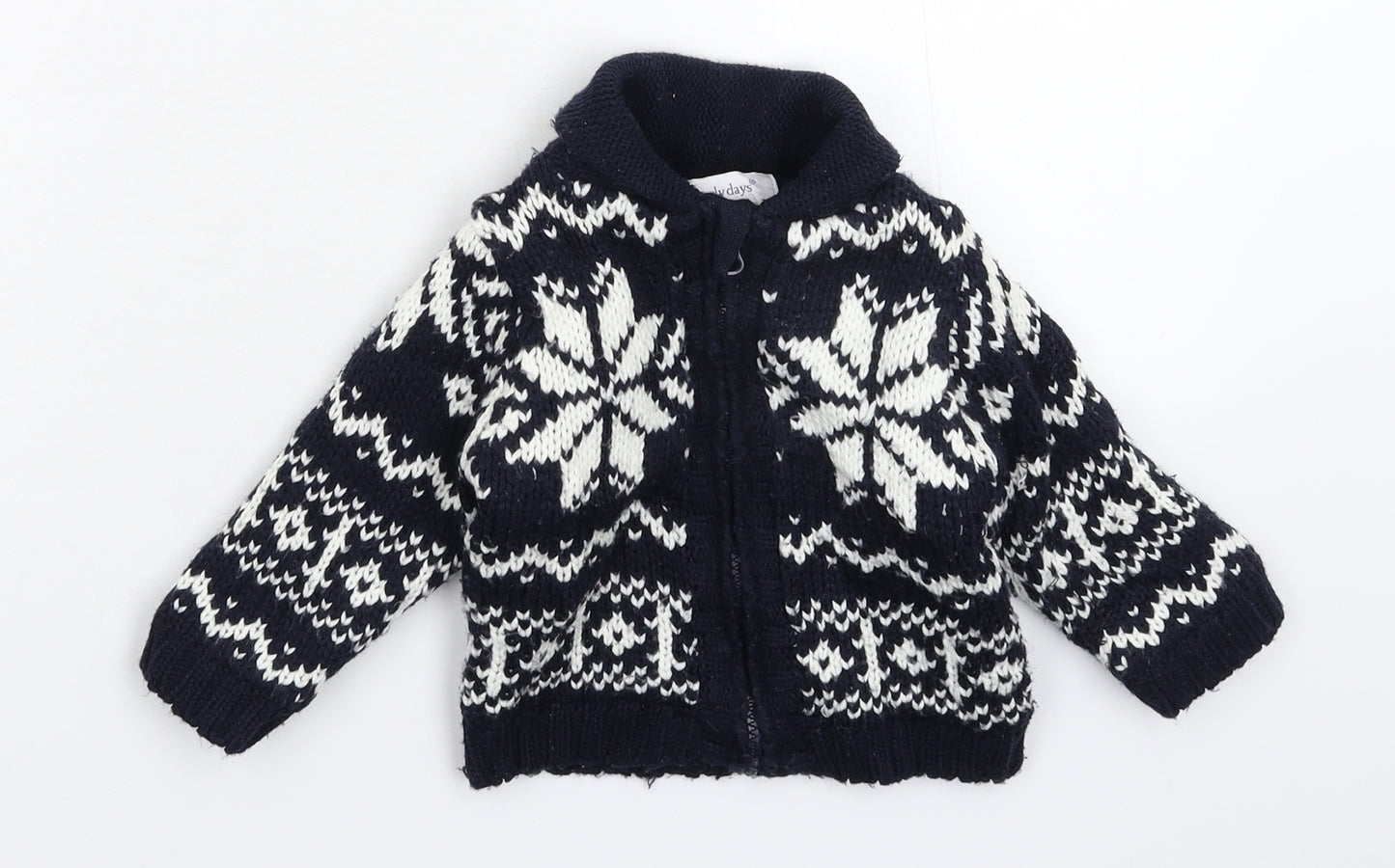 Earlydays Baby Blue Geometric Knit Jacket Coatigan Size 9-12 Months