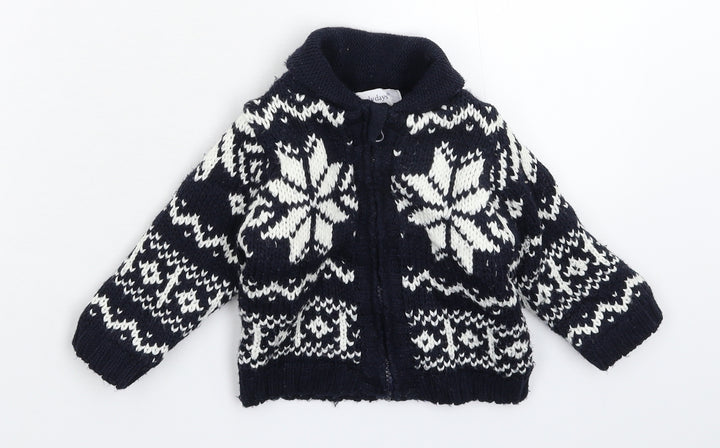 Earlydays Baby Blue Geometric Knit Jacket Coatigan Size 9-12 Months