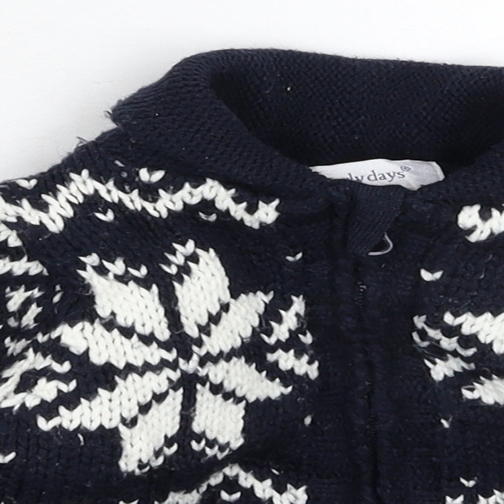 Earlydays Baby Blue Geometric Knit Jacket Coatigan Size 9-12 Months