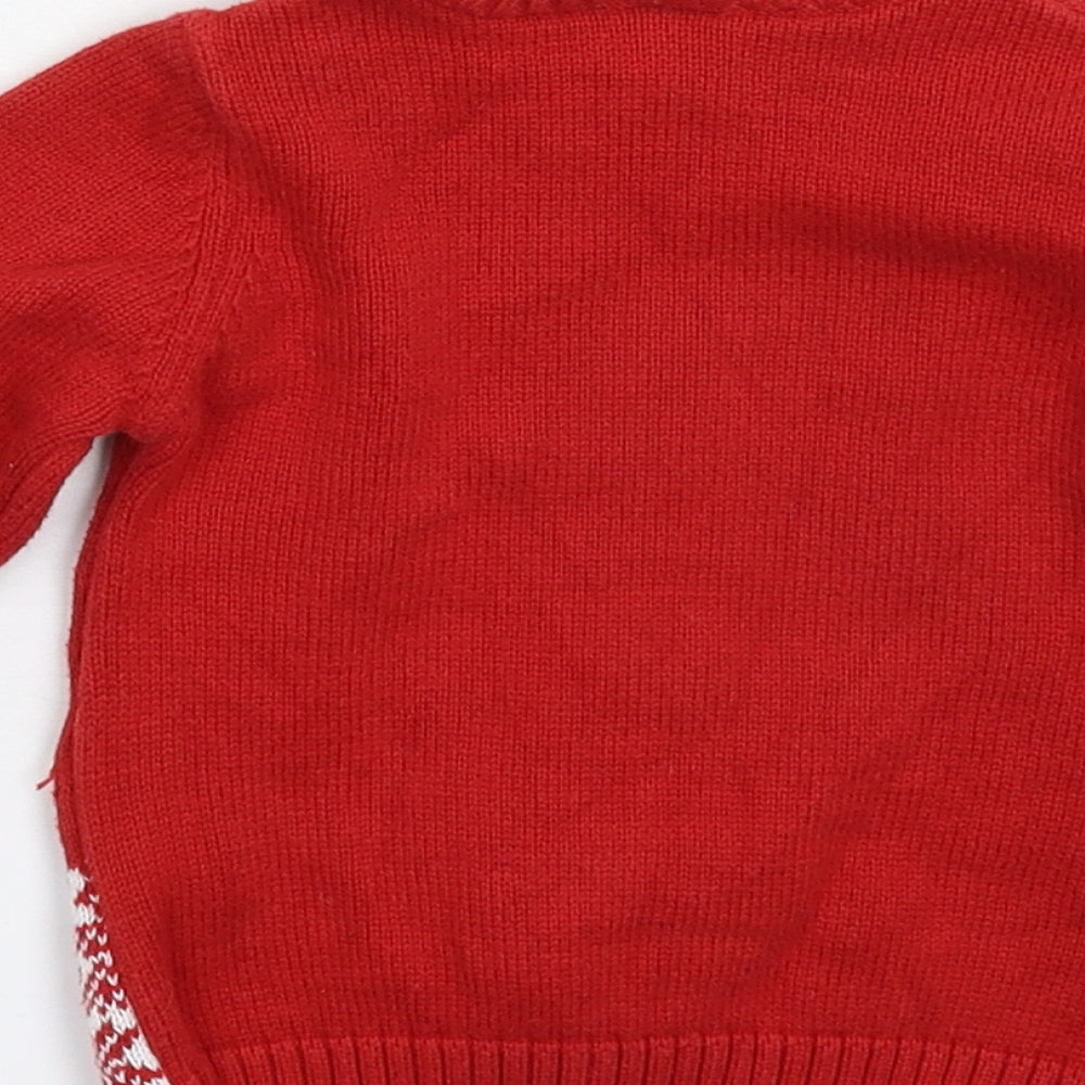 F&F Baby Red  Knit Pullover Jumper Size 9-12 Months  - Christmas
