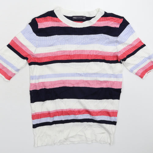 Marks and Spencer Womens Multicoloured Striped Knit Pullover Jumper Size 12