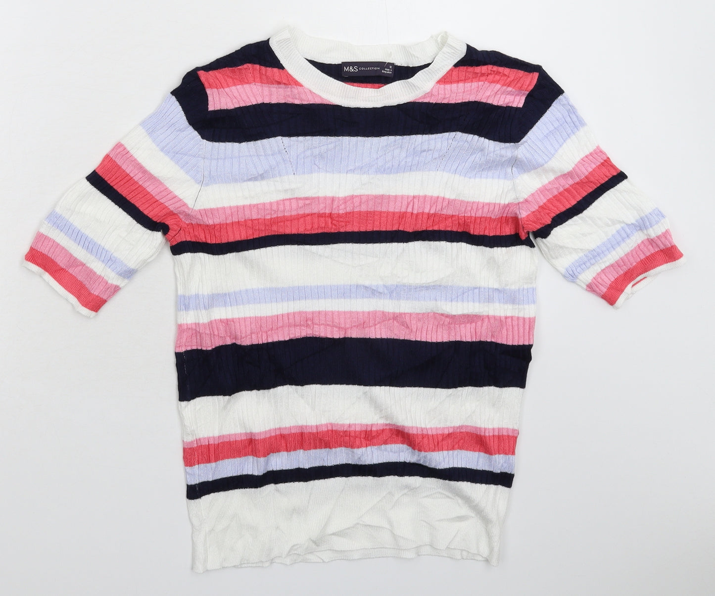 Marks and Spencer Womens Multicoloured Striped Knit Pullover Jumper Size 12