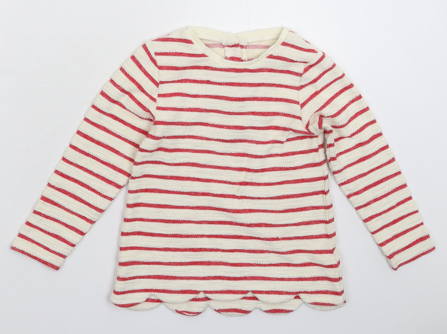 Nutmeg Girls White Striped Knit Pullover Jumper Size 5-6 Years
