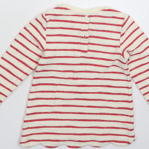 Nutmeg Girls White Striped Knit Pullover Jumper Size 5-6 Years