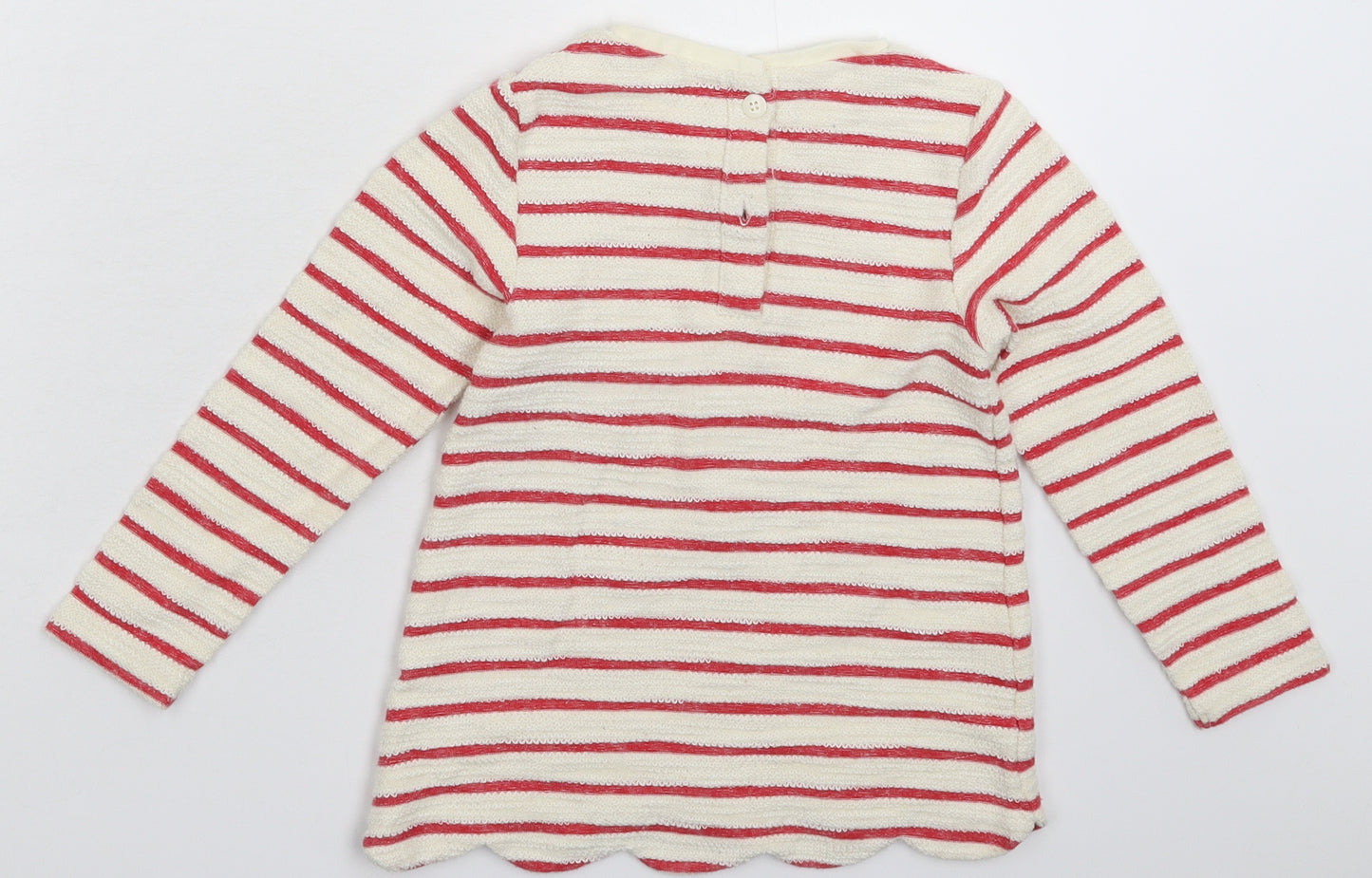 Nutmeg Girls White Striped Knit Pullover Jumper Size 5-6 Years