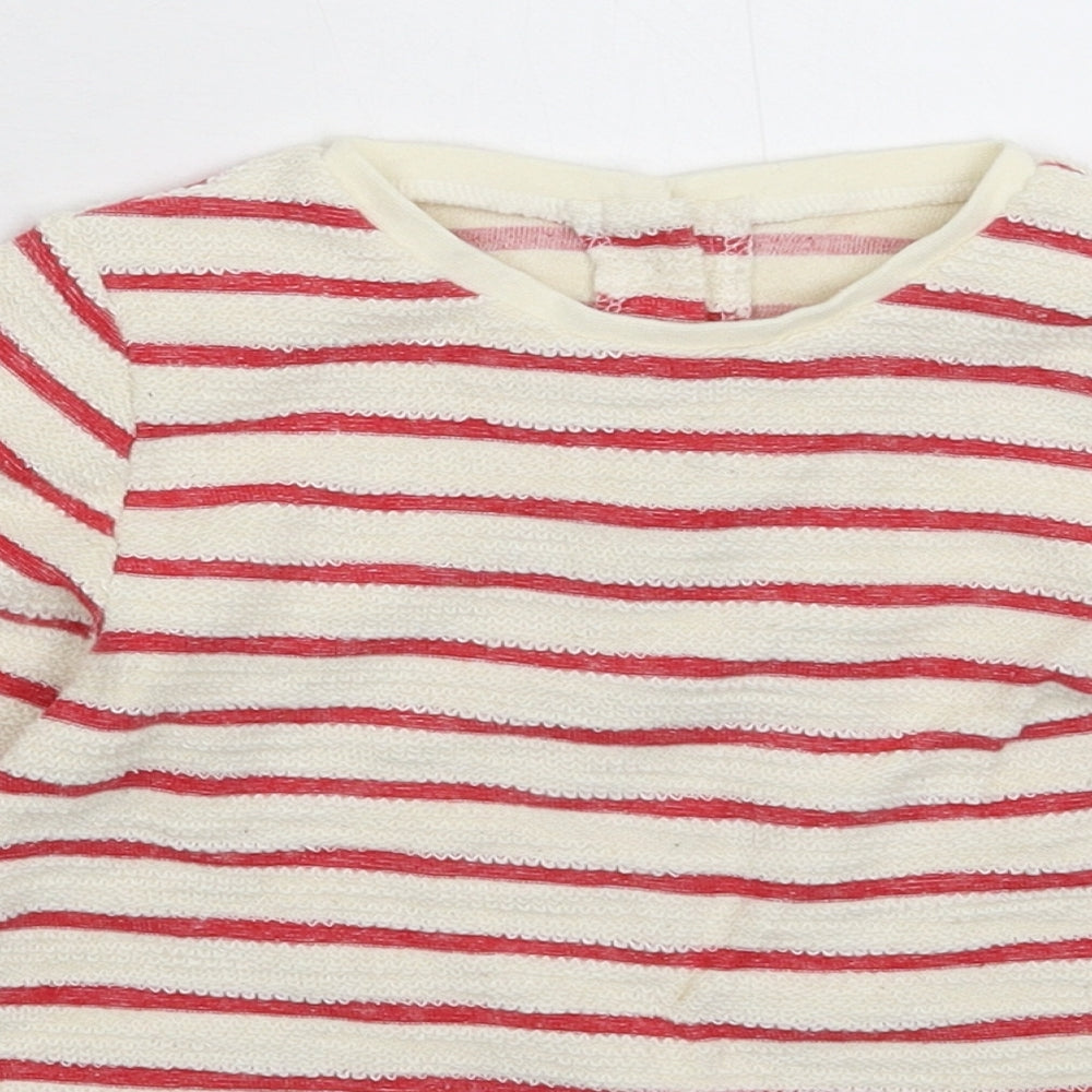 Nutmeg Girls White Striped Knit Pullover Jumper Size 5-6 Years